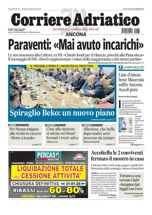 Prima-pagina-corriere adriatico-edizione-di-oggi-31-01-2025